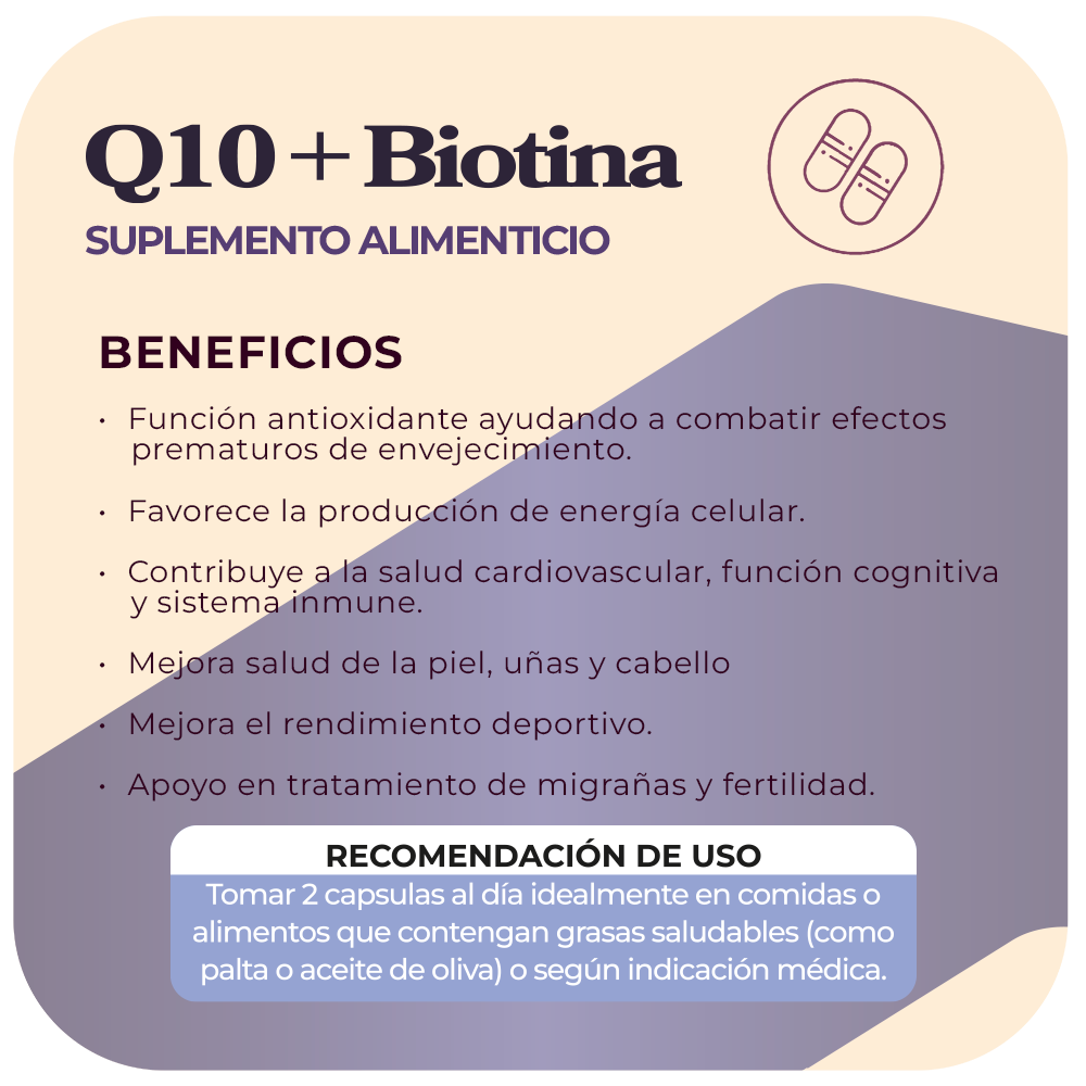 Co Q10 + Biotina 1000mg 60 cápsulas blandas