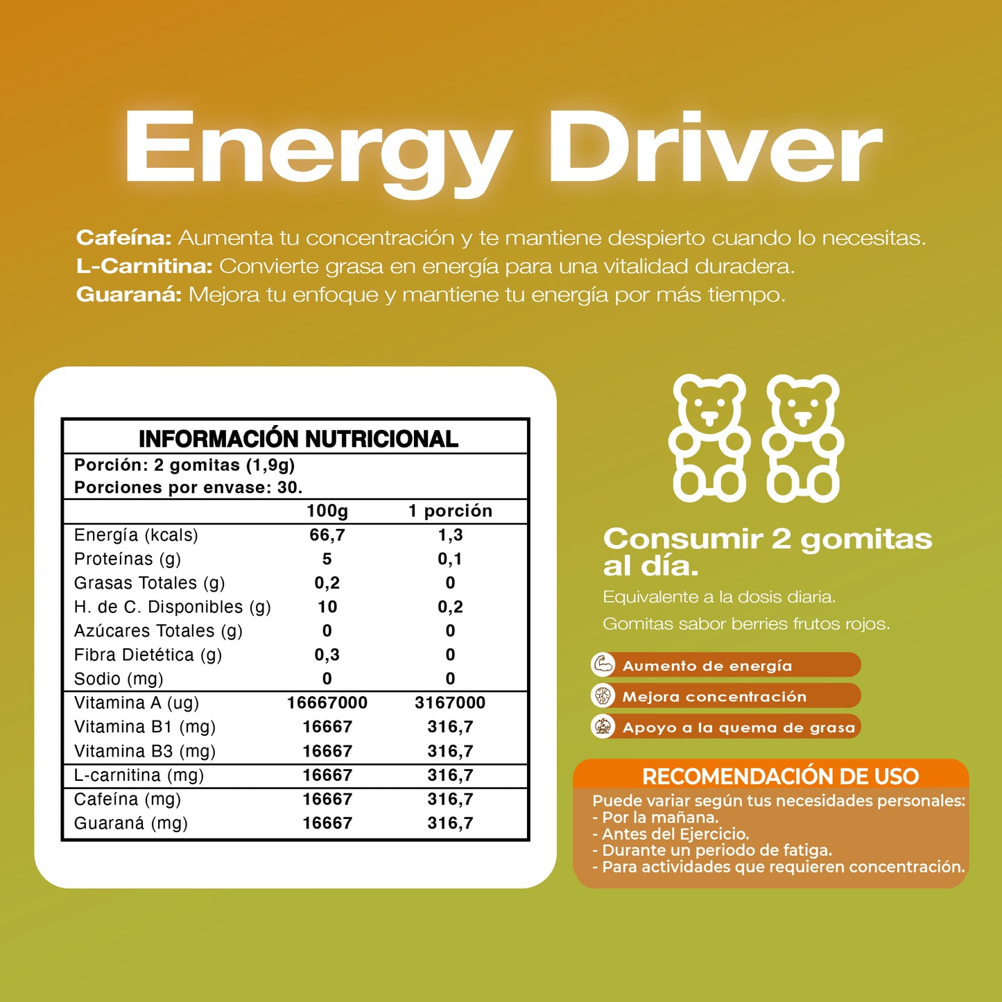 Energy Driver 60 gomitas