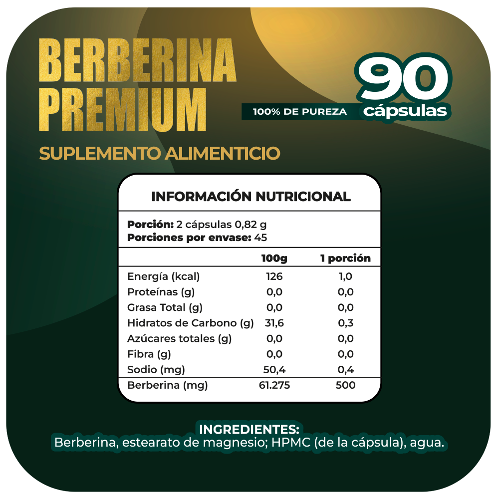 Berberina Premium 100% Pureza 90 cápsulas