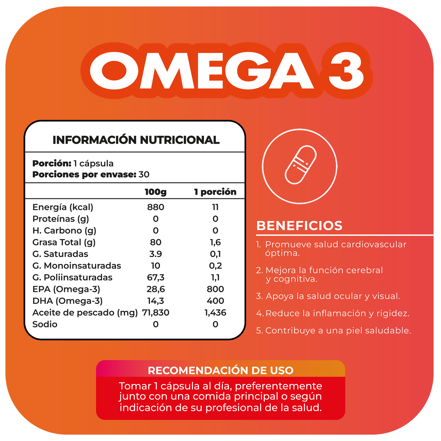 Omega 3 800 EPA y 400 DHA