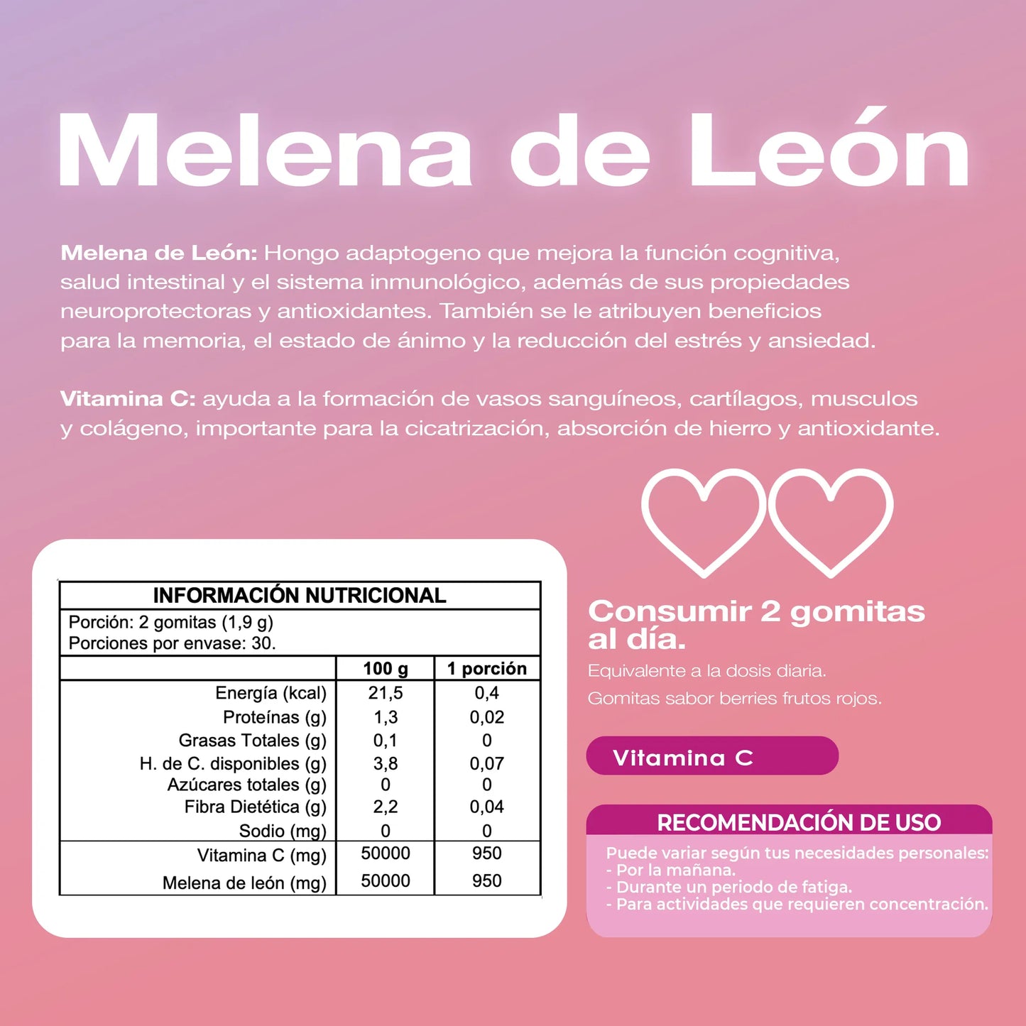 Gomitas veganas con Melena de León – 60 unidades