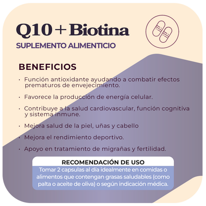Co Q10 + Biotina 1000mg 60 cápsulas blandas