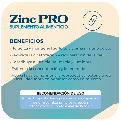 Zinc Quelado L-Metionina 20 mg 90 cápsulas
