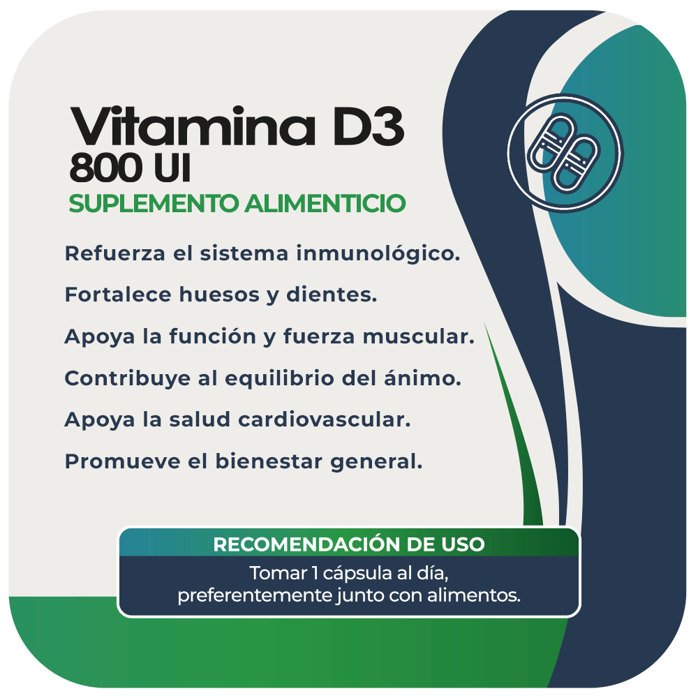 Vitamina D3 800 UI 60 cápsula blanda
