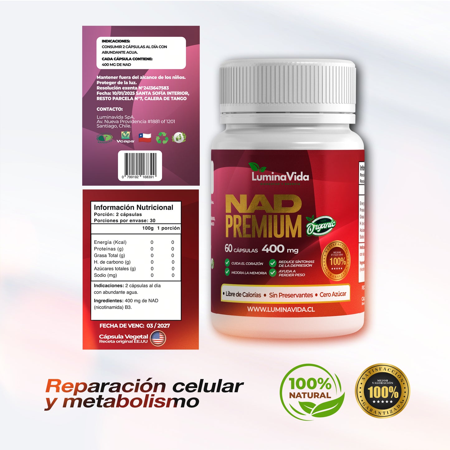 NAD SUPLEMENTO PREMIUM 400MG