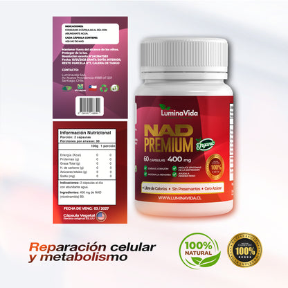 NAD SUPLEMENTO PREMIUM 400MG