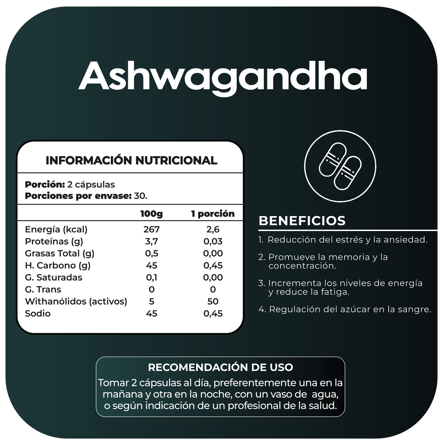 Ashwagandha 500mg 60 cápsulas