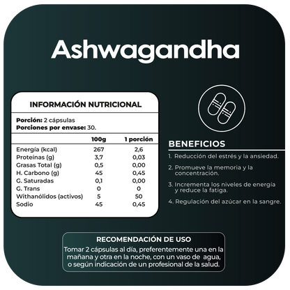 Ashwagandha 500mg 60 cápsulas