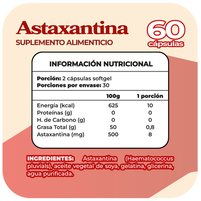 Astaxantina 8 mg 60 cápsula Blanda