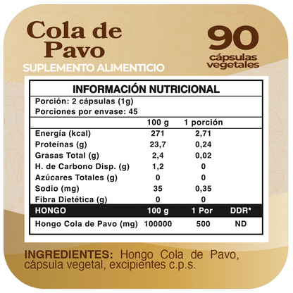Cola de Pavo 500mg 90 Cápsulas