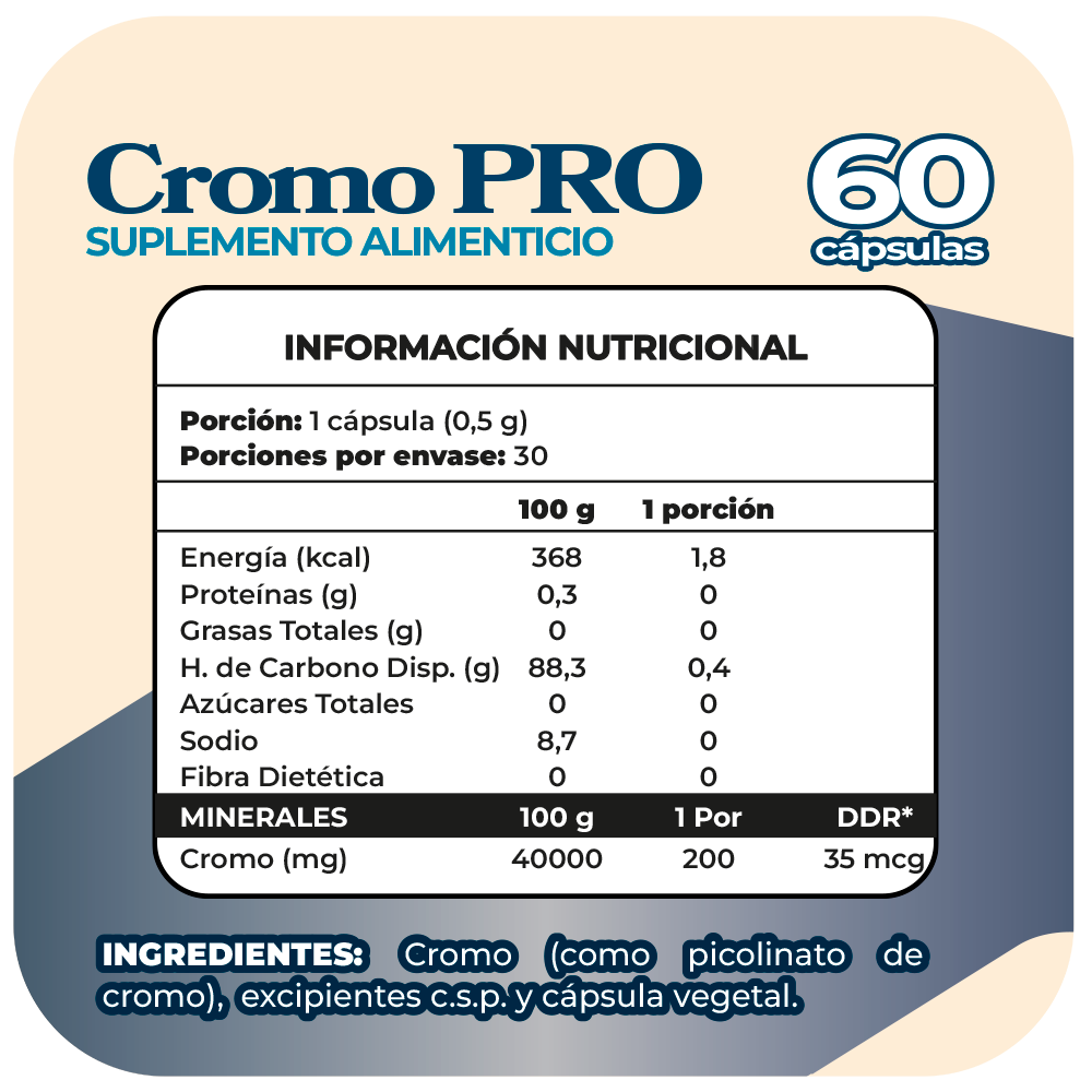 Cromo Picolinato 200 mg 60 cápsulas