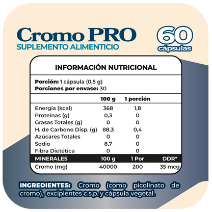 Cromo Picolinato 200 mg 60 cápsulas