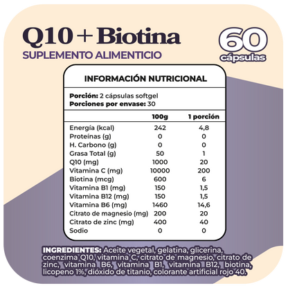 Co Q10 + Biotina 1000mg 60 cápsulas blandas