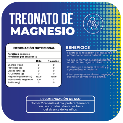 Treonato de Magnesio 500 mg 90 cápsulas