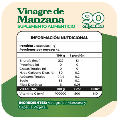 Vinagre de Manzana 500mg 90 Cápsulas