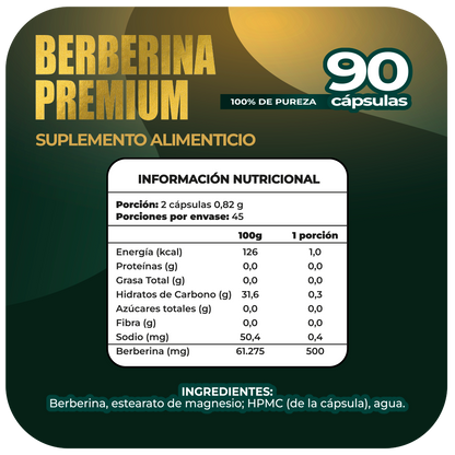 Berberina Premium 100% Pureza 90 cápsulas