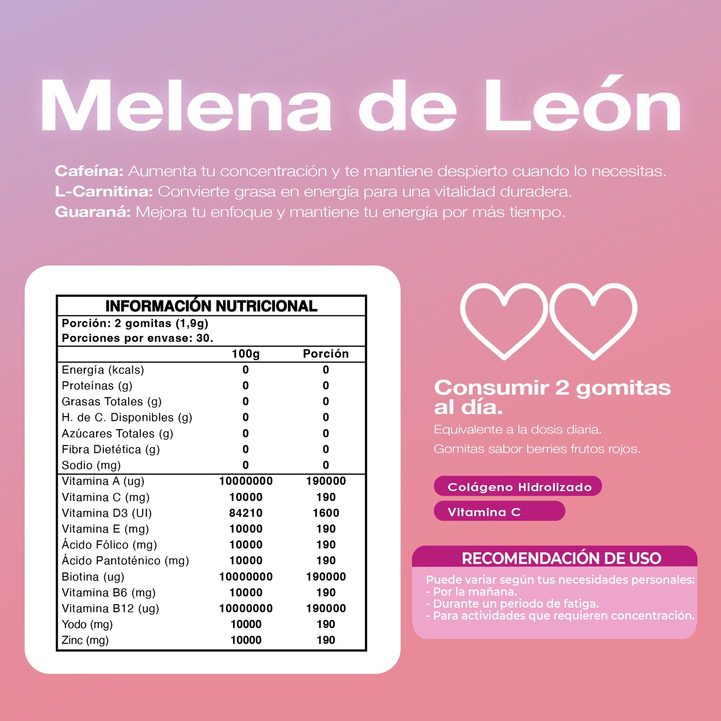 Gomitas Melena de León 60 Un