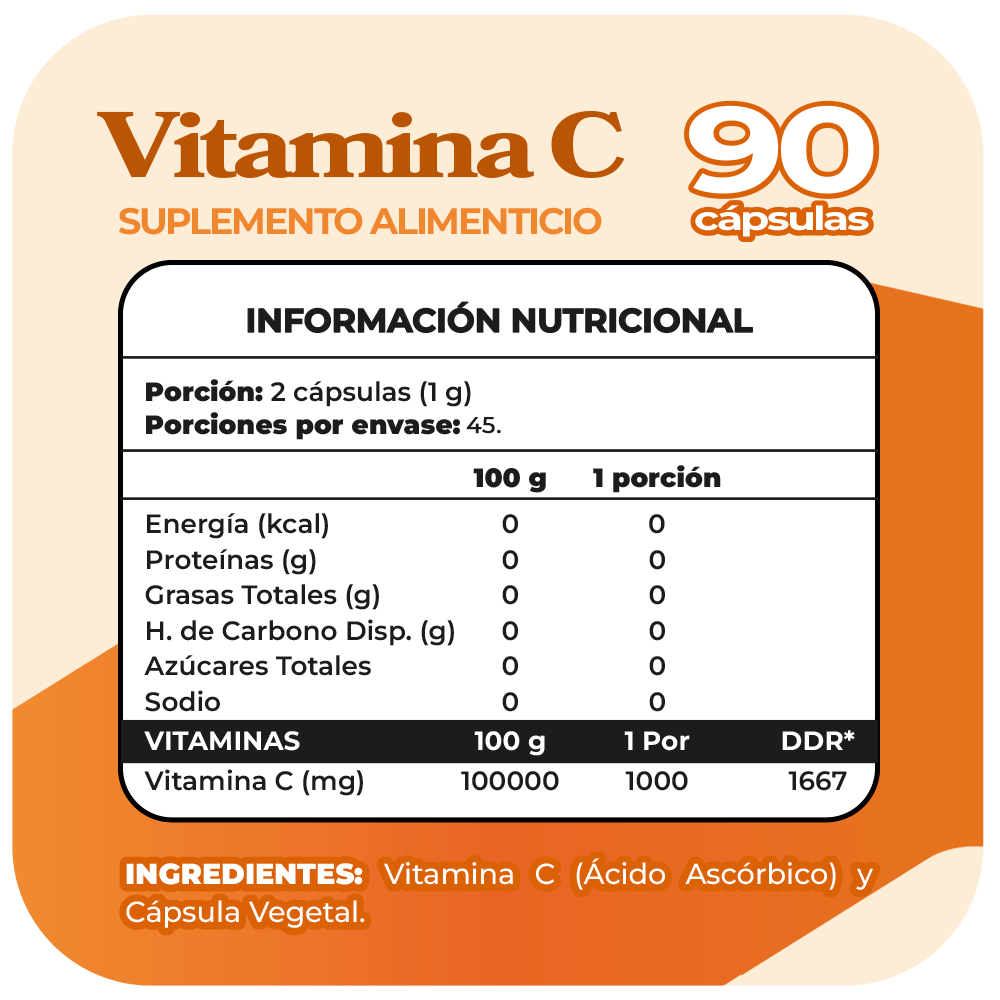Vitamina C 1000mg 90 Cápsulas