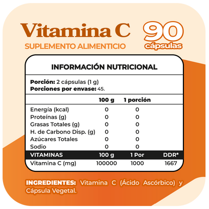 Vitamina C 1000mg 90 Cápsulas